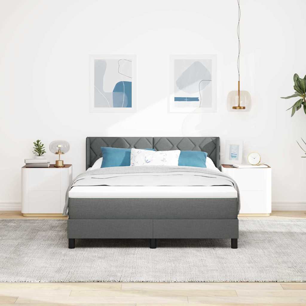 Box spring seng med hovedgærde Mørkegrå 200 x 140 cm Stof