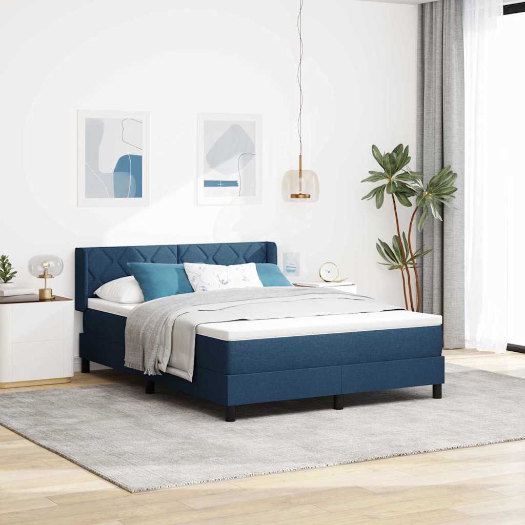 Box spring seng med hovedgærde Blå 200 x 140 cm Stof