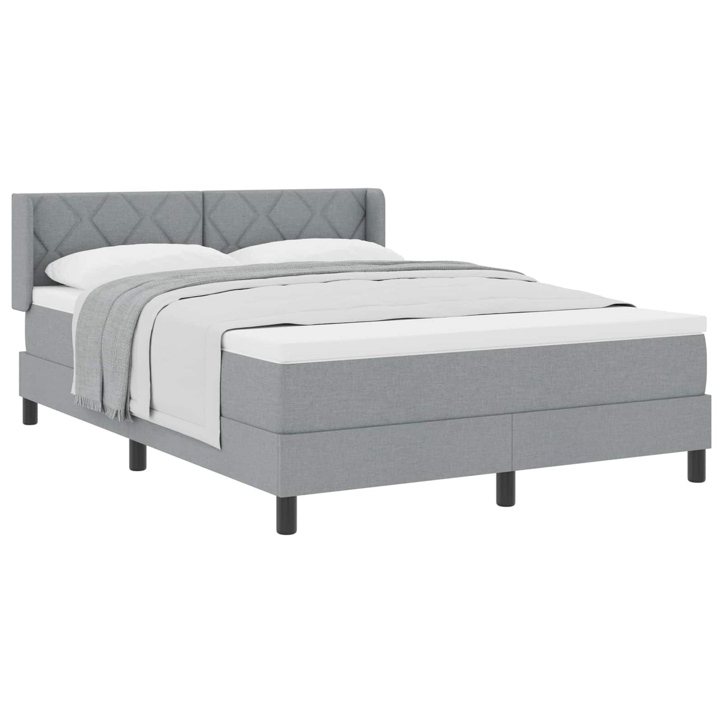 Box spring seng med hovedgærde Lysegrå 200 x 160 cm Stof