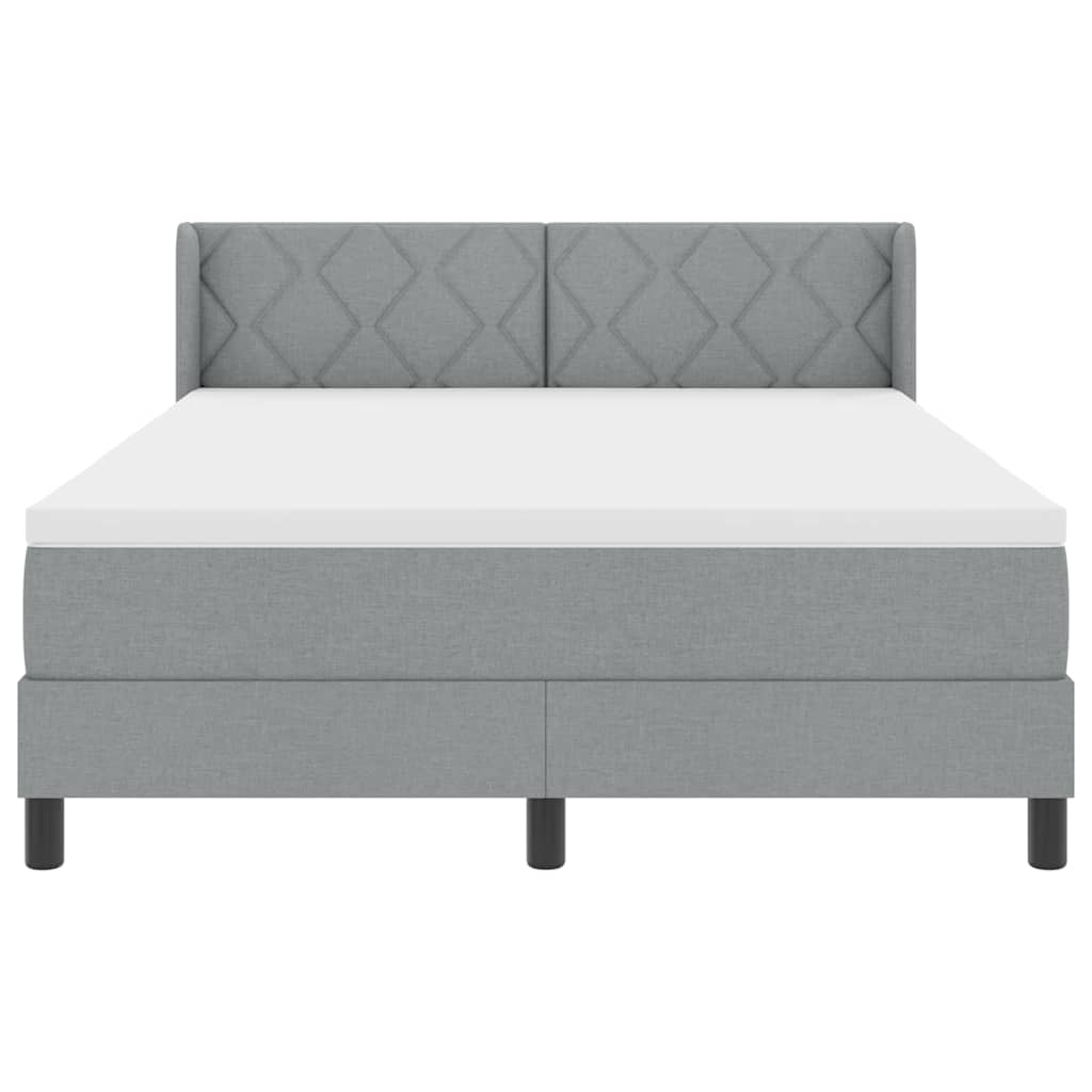 Box spring seng med hovedgærde Lysegrå 200 x 160 cm Stof