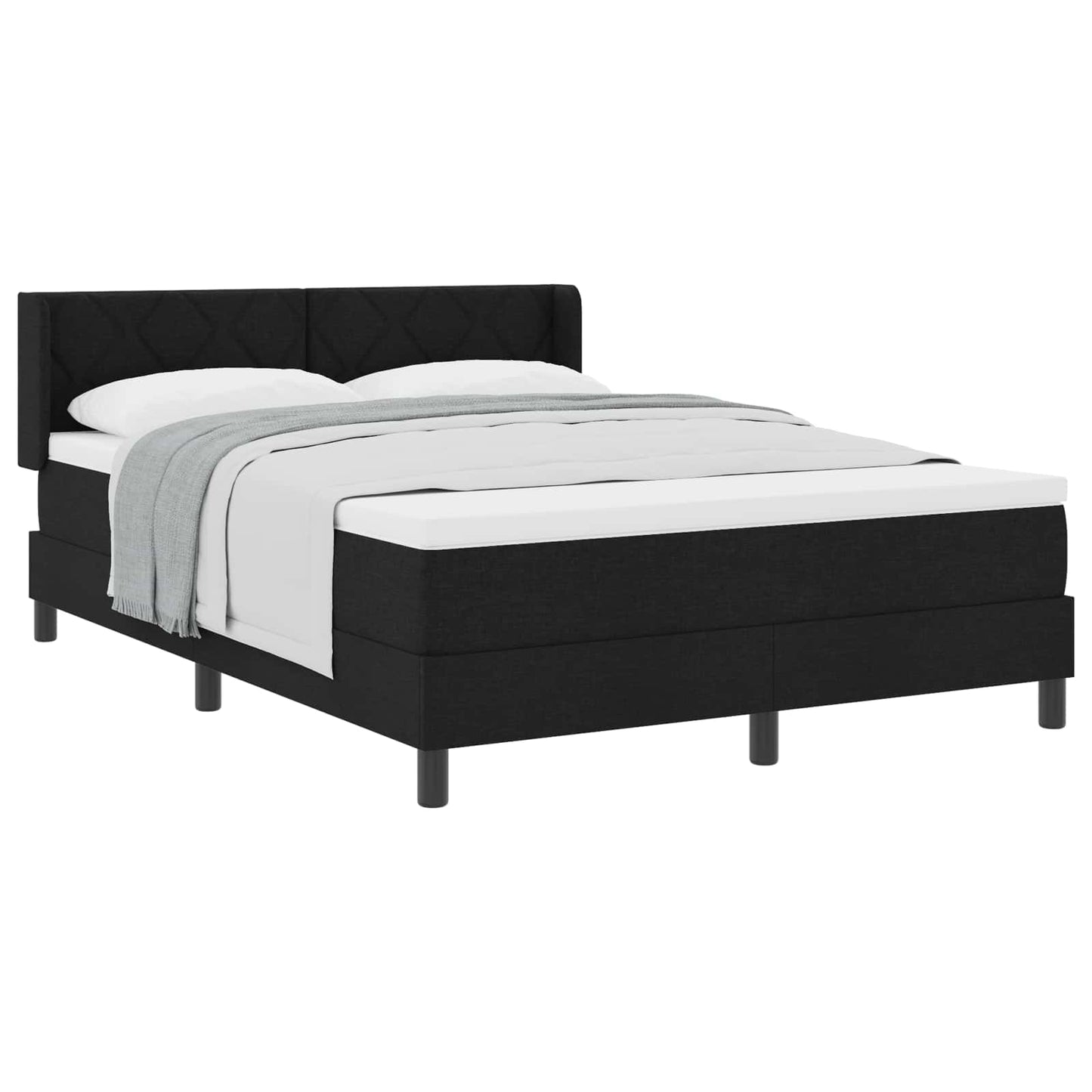 Box spring seng med hovedgærde Sort 200 x 160 cm Stof
