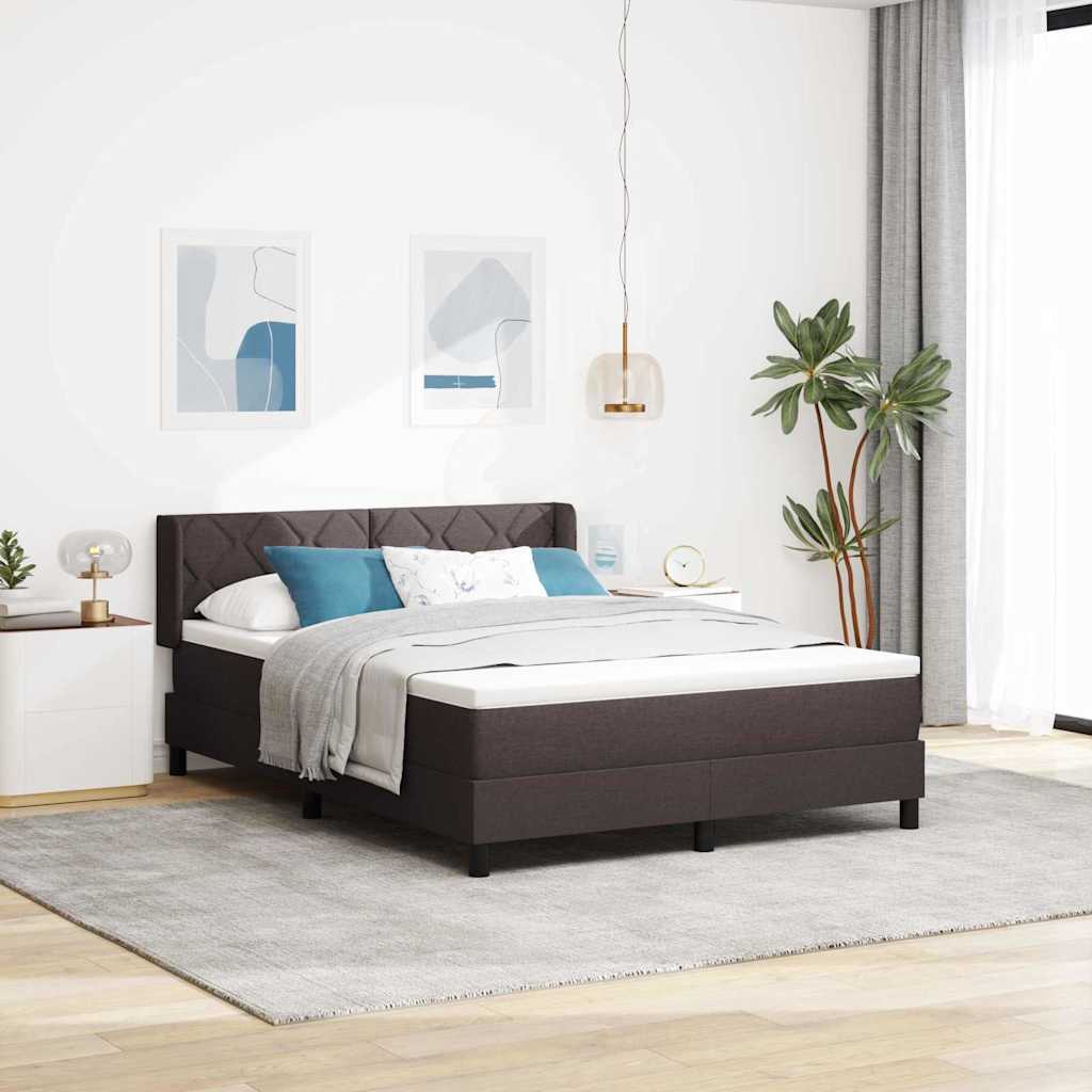 Box spring seng med hovedgærde Mørk Brun 200 x 160 cm Stof