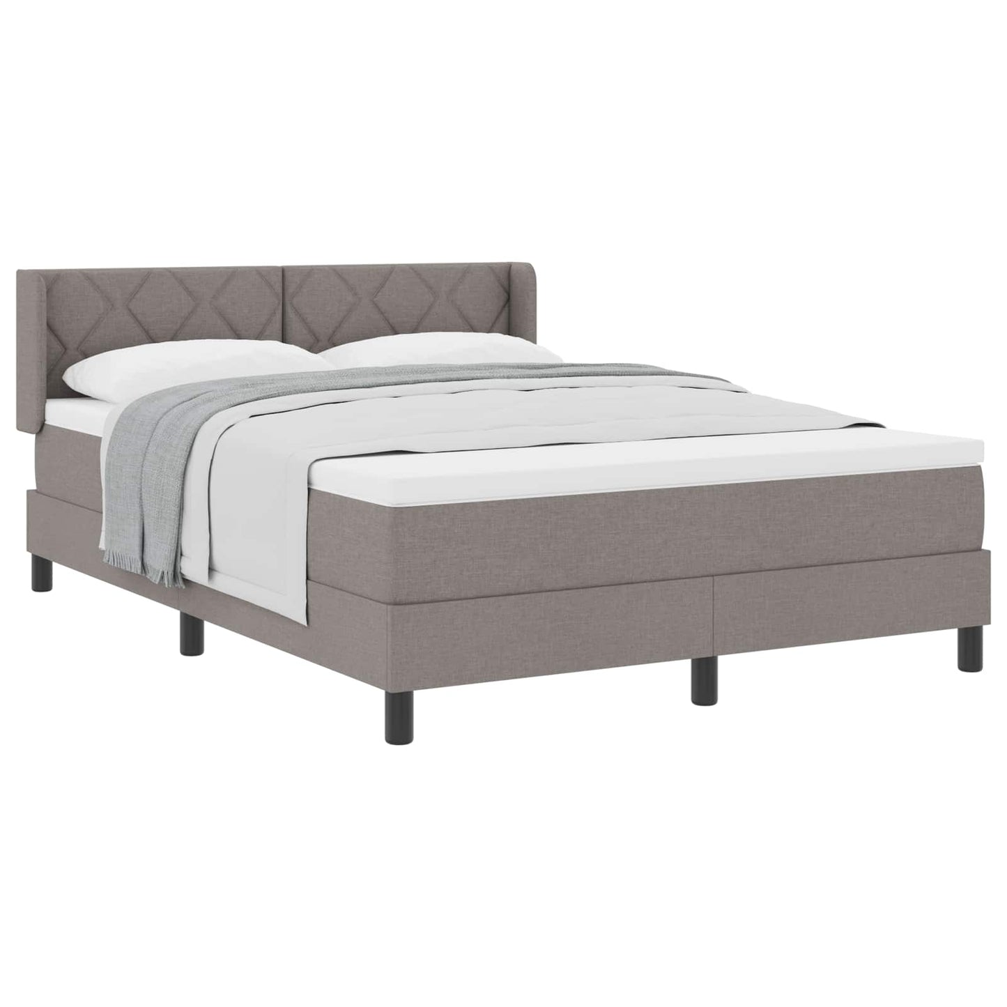 Box spring seng med hovedgærde Gråbrun 200 x 160 cm Stof