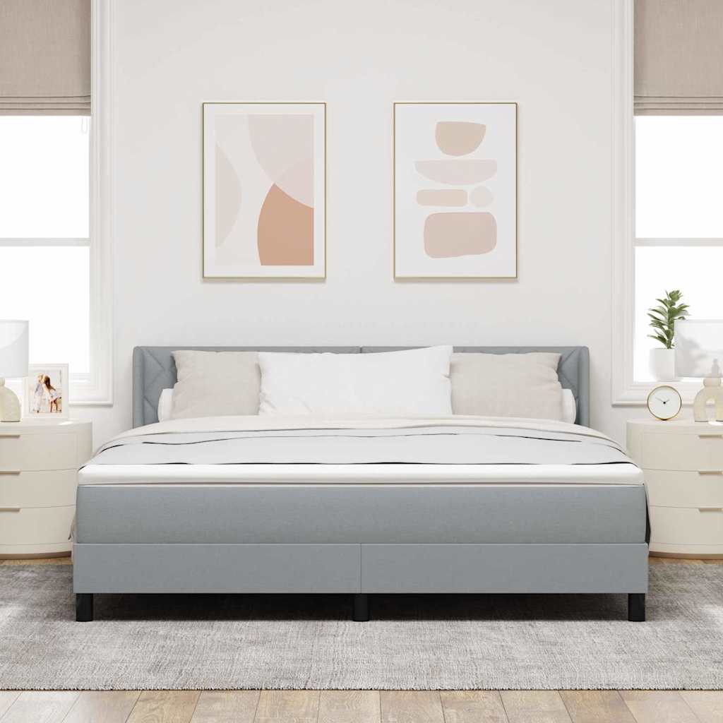 Box spring seng med hovedgærde Lysegrå 200 x 180 cm Stof