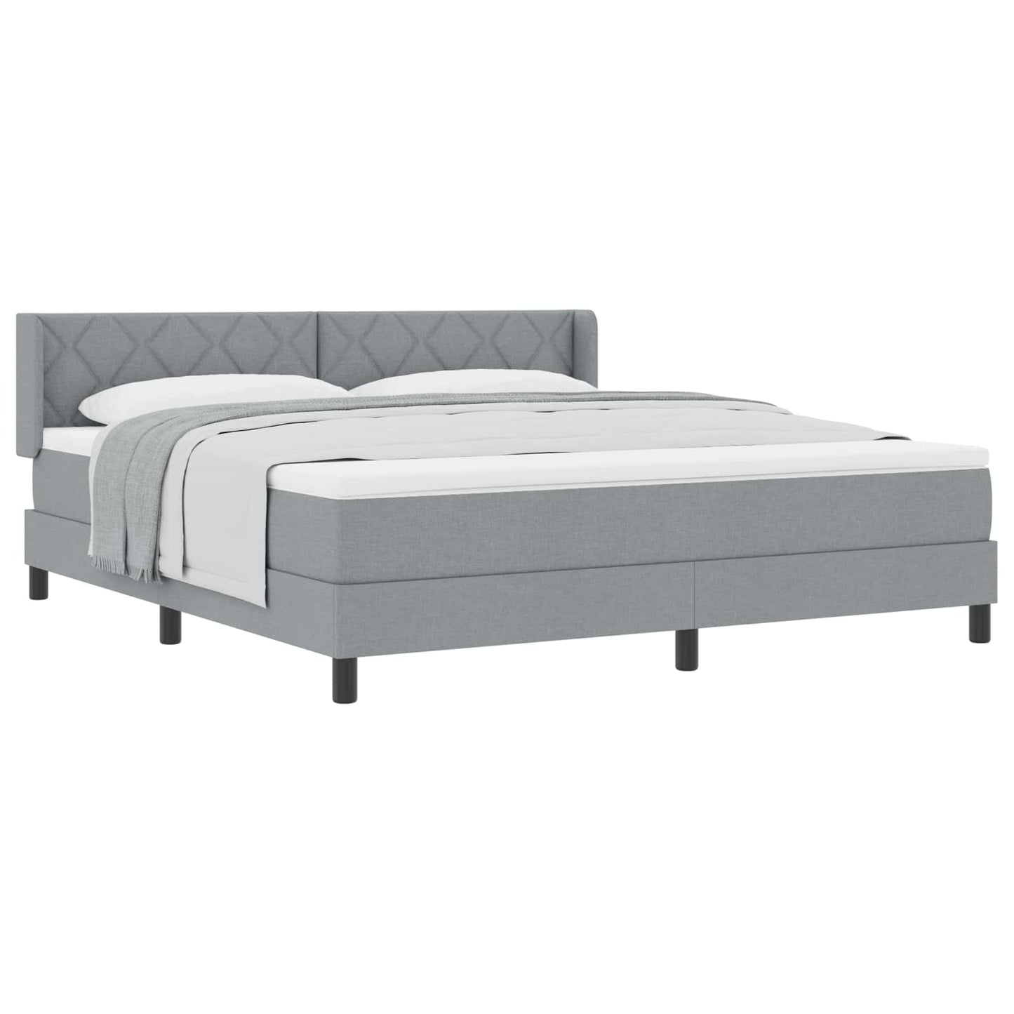 Box spring seng med hovedgærde Lysegrå 200 x 180 cm Stof