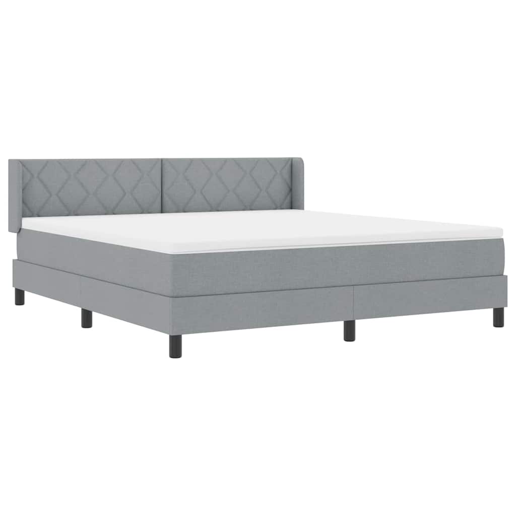 Box spring seng med hovedgærde Lysegrå 200 x 180 cm Stof