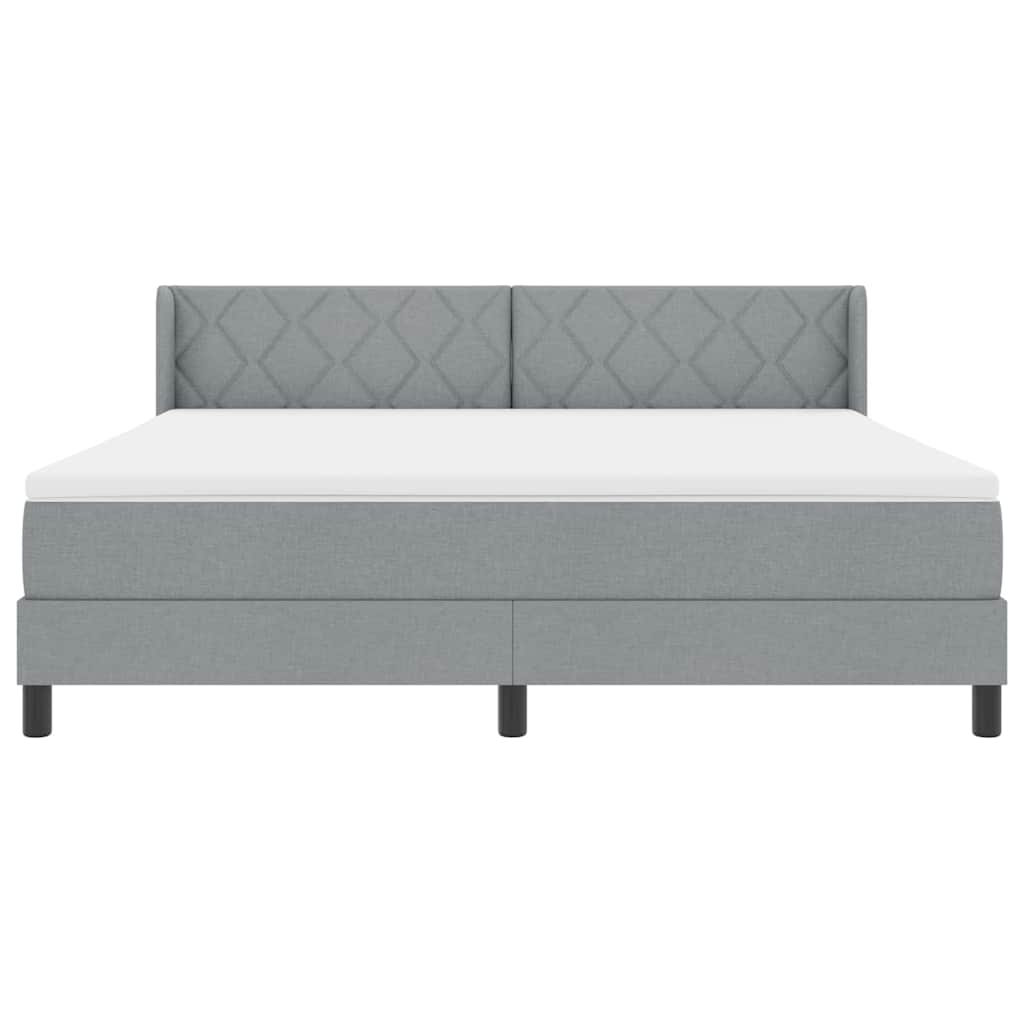Box spring seng med hovedgærde Lysegrå 200 x 180 cm Stof