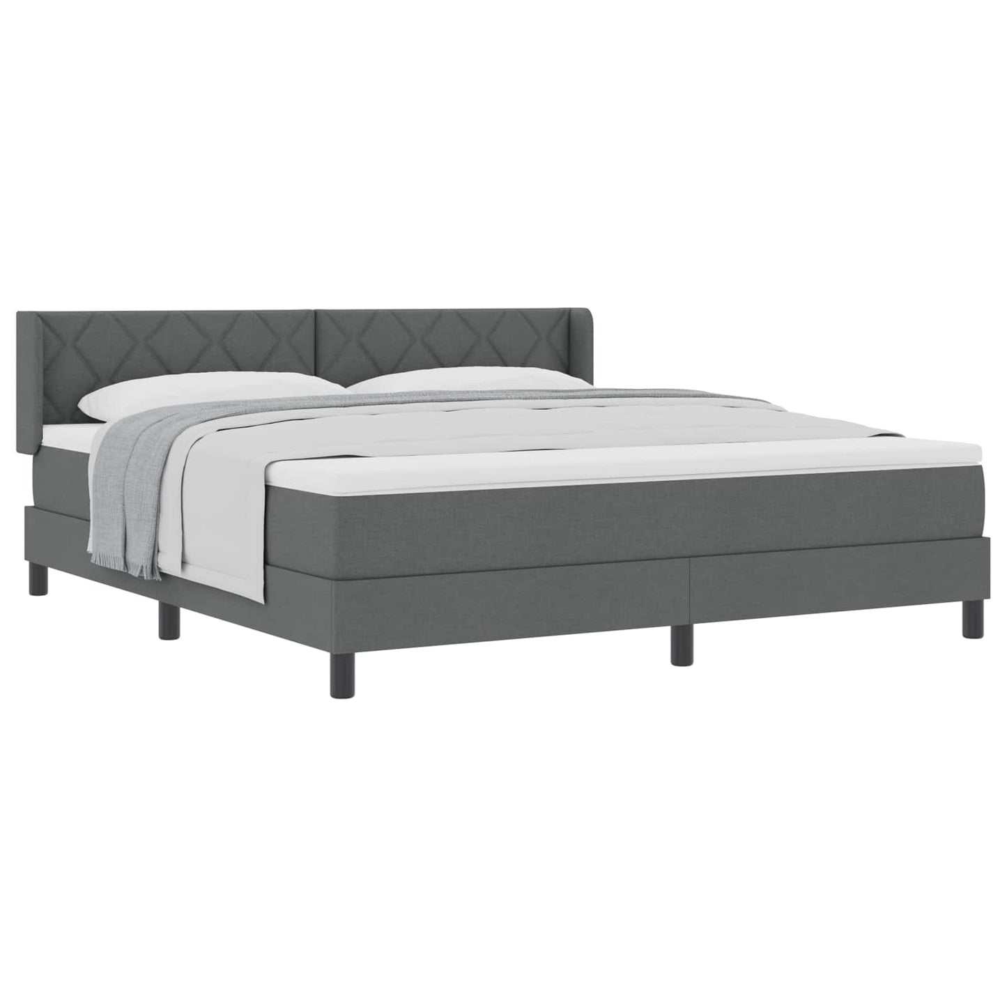 Box spring seng med pude Mørkegrå 200 x 180 cm Stof