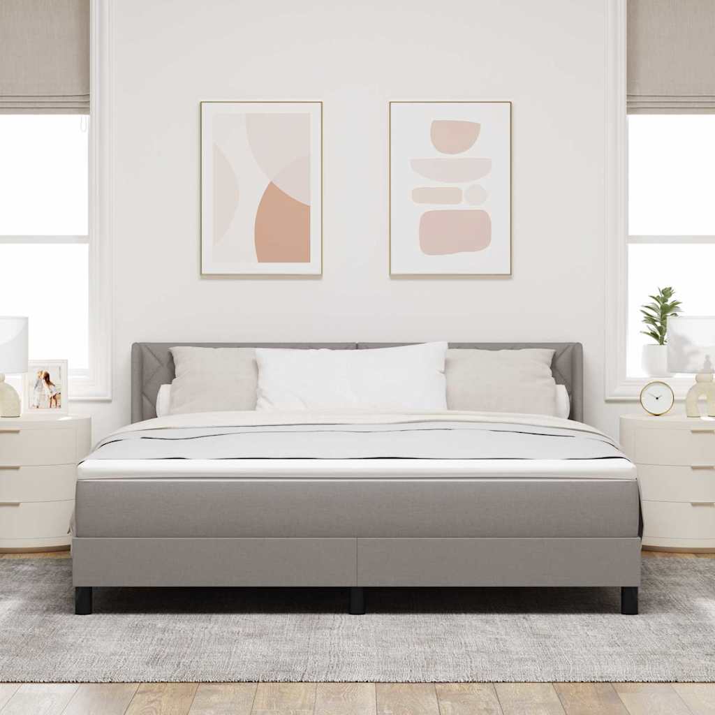 Box spring seng med hovedgærde Gråbrun 200 x 180 cm Stof
