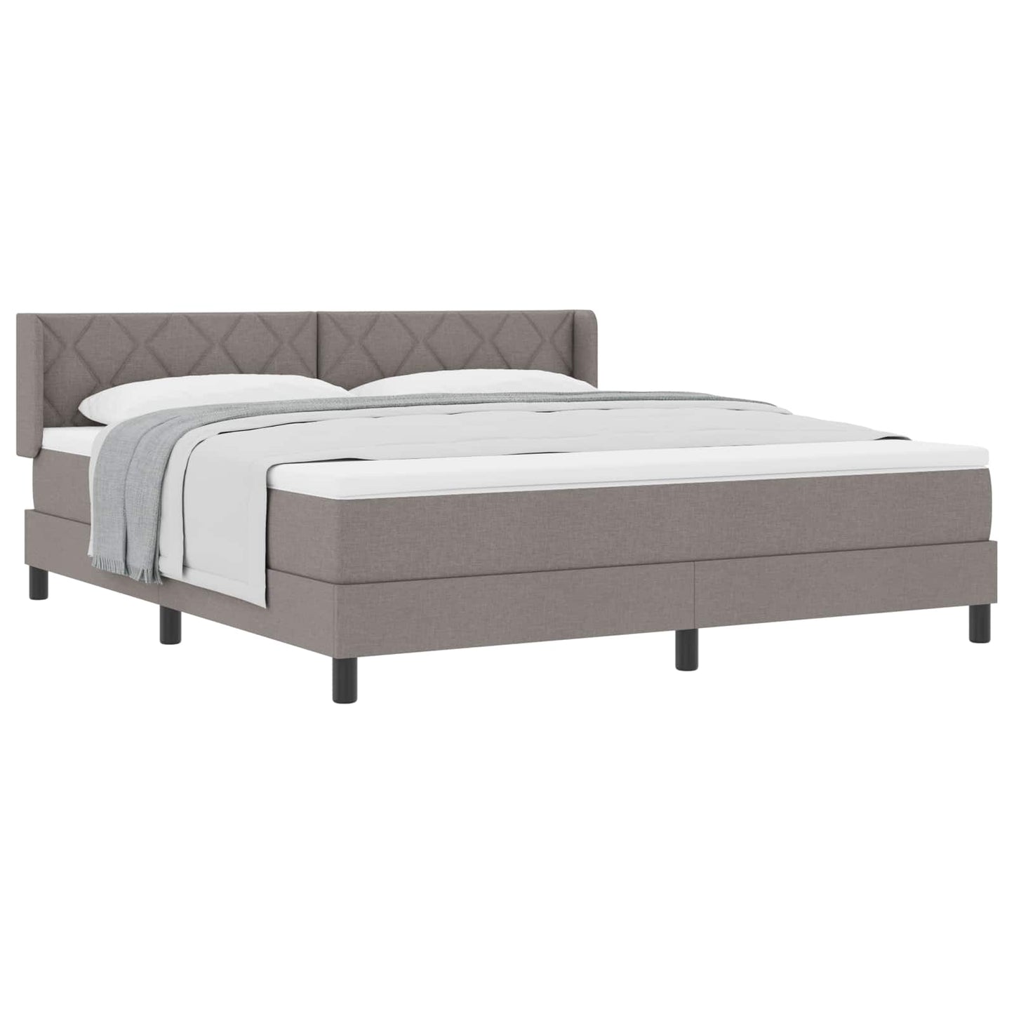 Box spring seng med hovedgærde Gråbrun 200 x 180 cm Stof