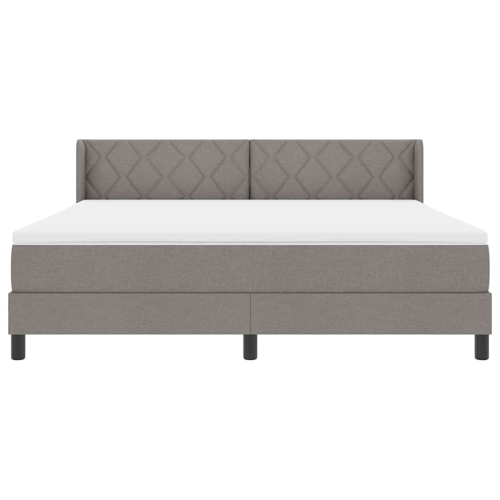 Box spring seng med hovedgærde Gråbrun 200 x 180 cm Stof
