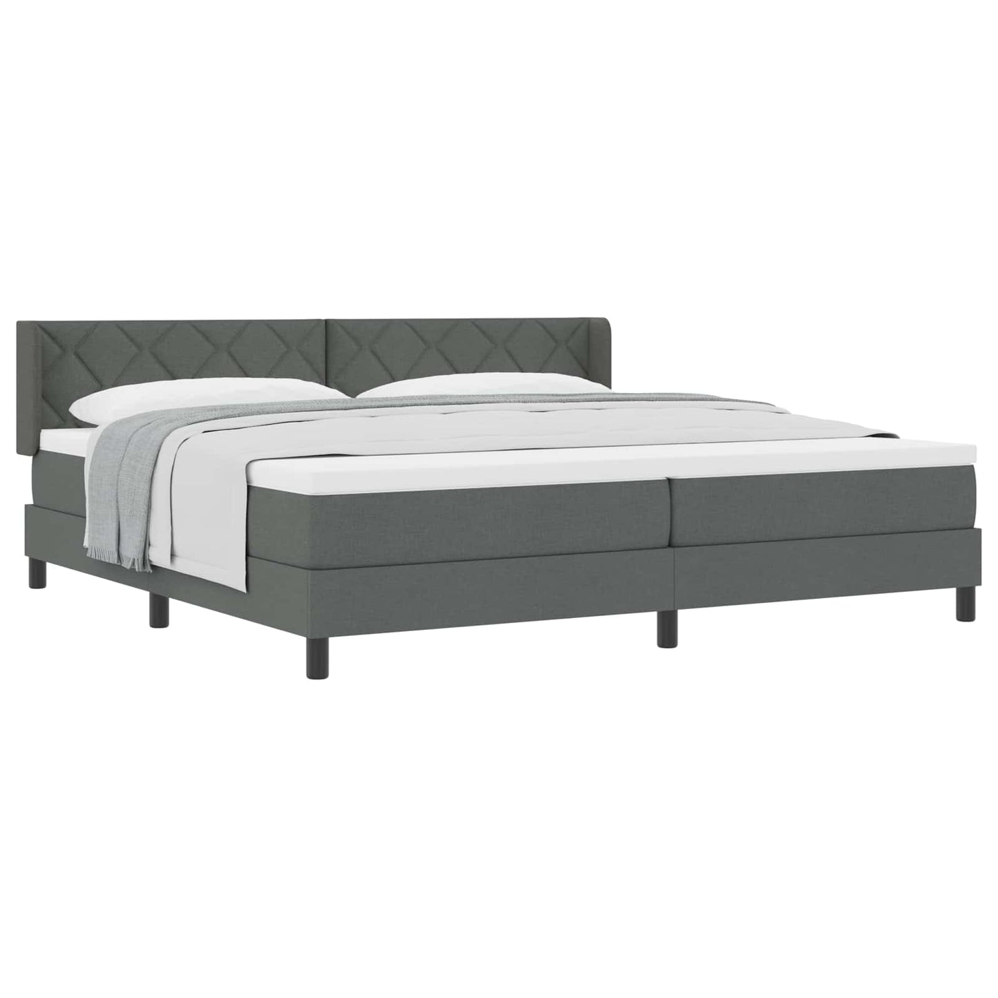 Box spring seng med hovedgærde Mørkegrå 200 x 200 cm Stof
