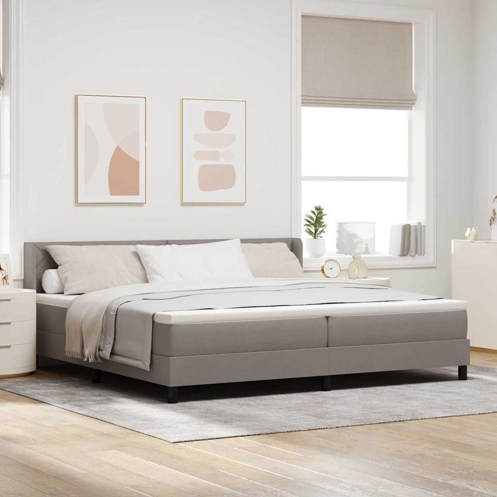 Box spring seng med hovedgærde Gråbrun 200 x 200 cm Stof