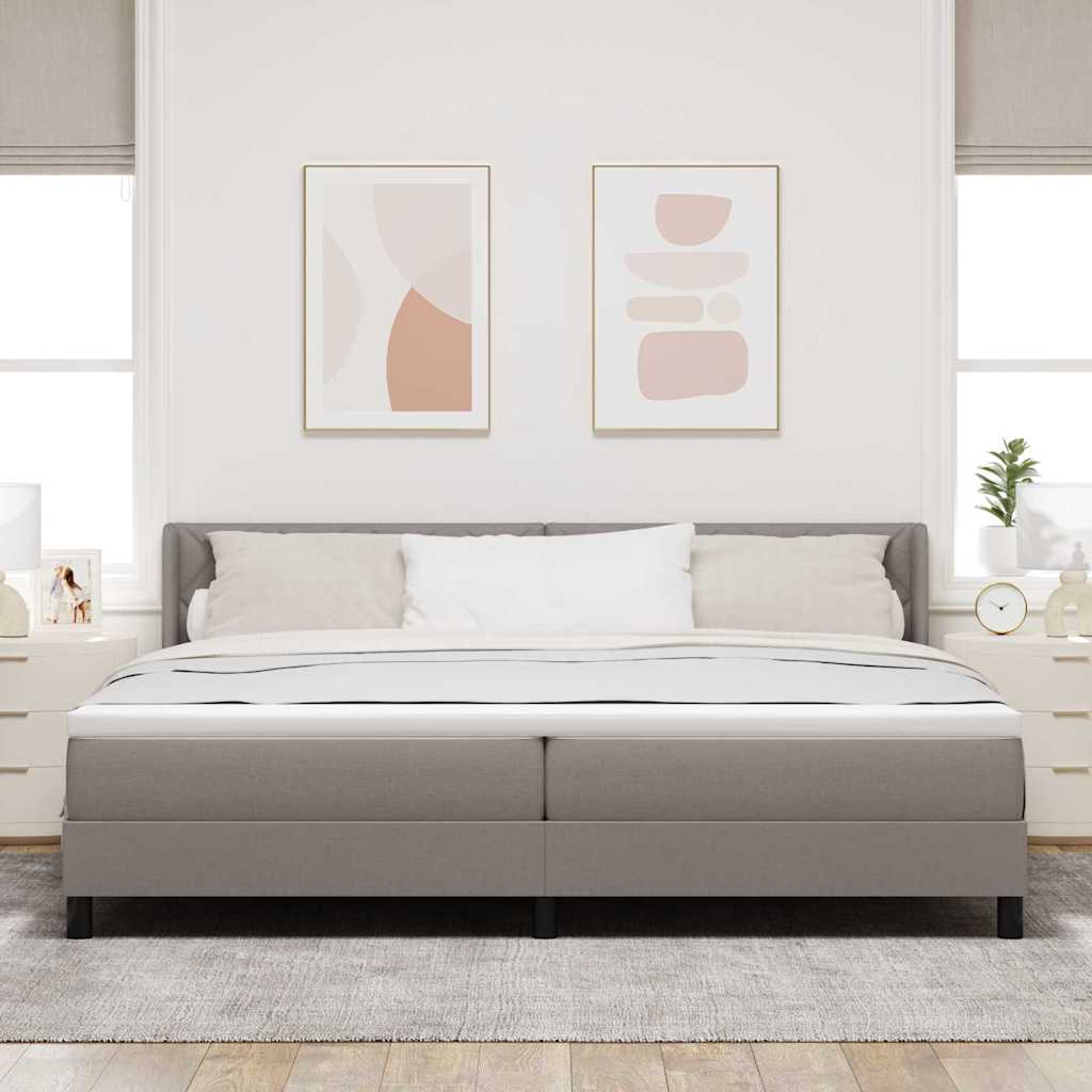 Box spring seng med hovedgærde Gråbrun 200 x 200 cm Stof