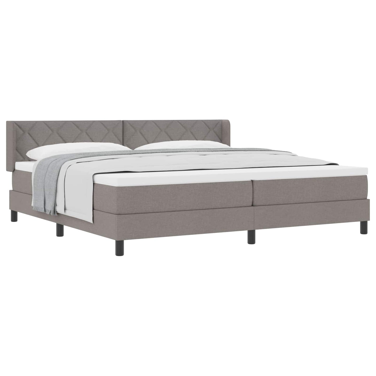Box spring seng med hovedgærde Gråbrun 200 x 200 cm Stof