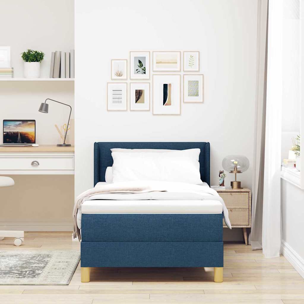 Box spring seng med hovedgærde Blå 200 x 80 cm Stof