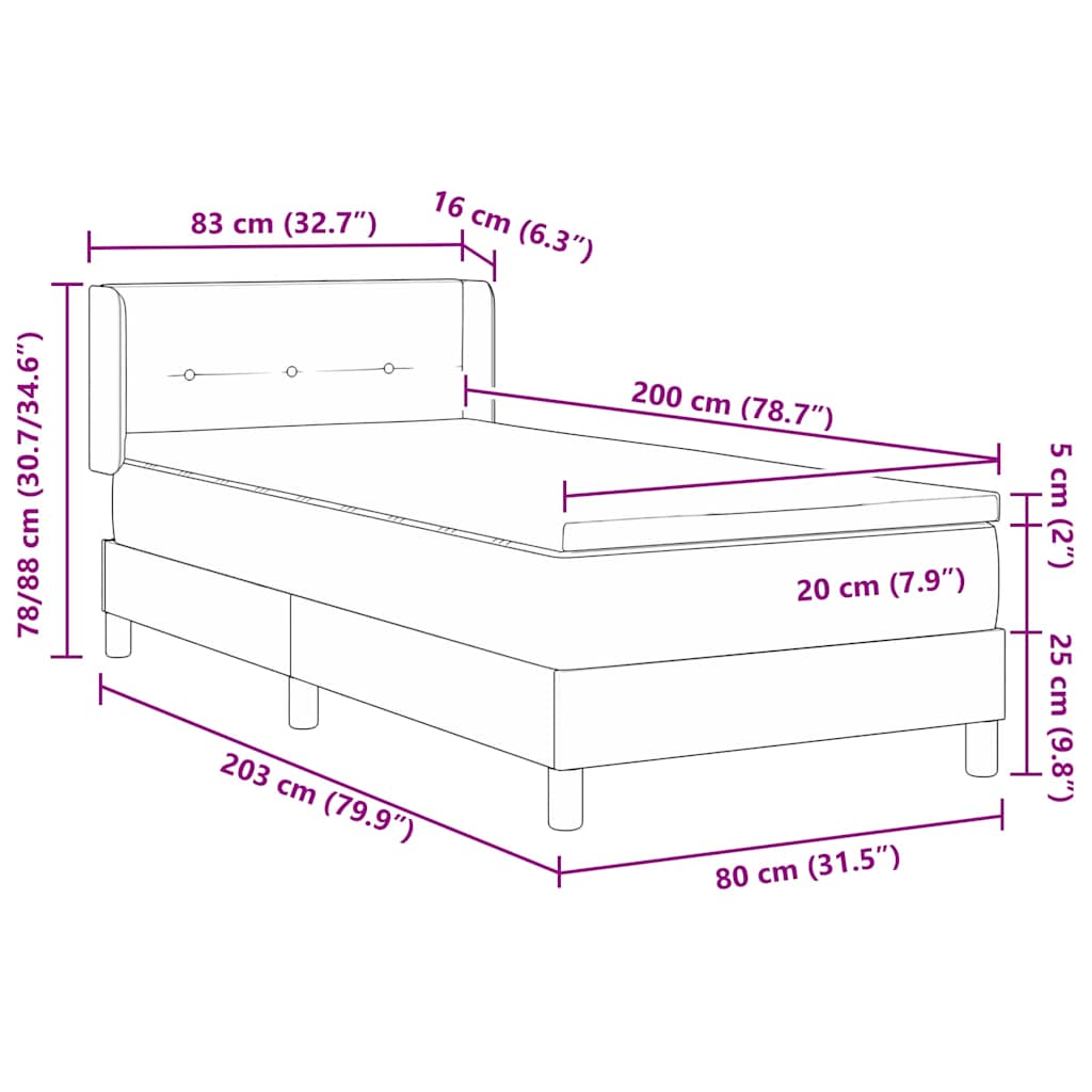 Box spring seng med hovedgærde Blå 200 x 80 cm Stof