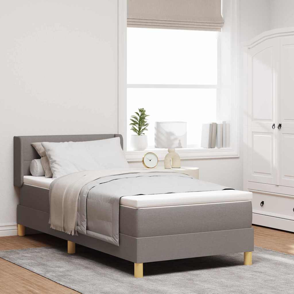 Box spring seng med hovedgærde Gråbrun 190 x 90 cm Stof