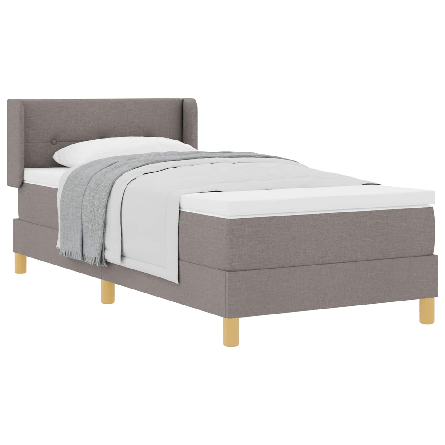 Box spring seng med hovedgærde Gråbrun 190 x 90 cm Stof
