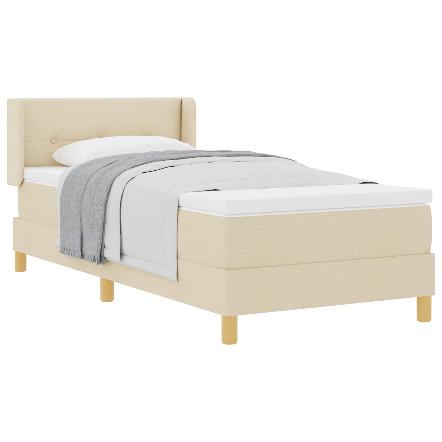 Box spring seng med hovedgærde Creme 200 x 100 cm Stof