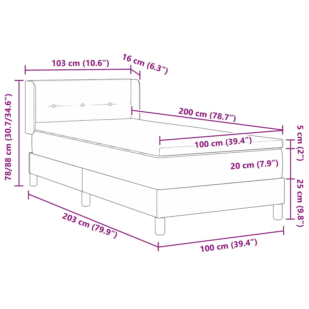 Box spring seng med hovedgærde Creme 200 x 100 cm Stof