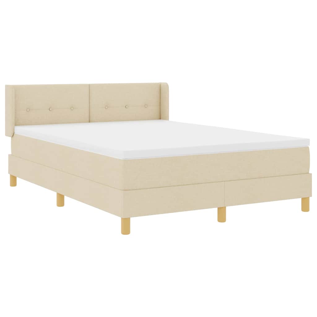 Box spring seng med hovedgærde Creme 190 x 140 cm Stof