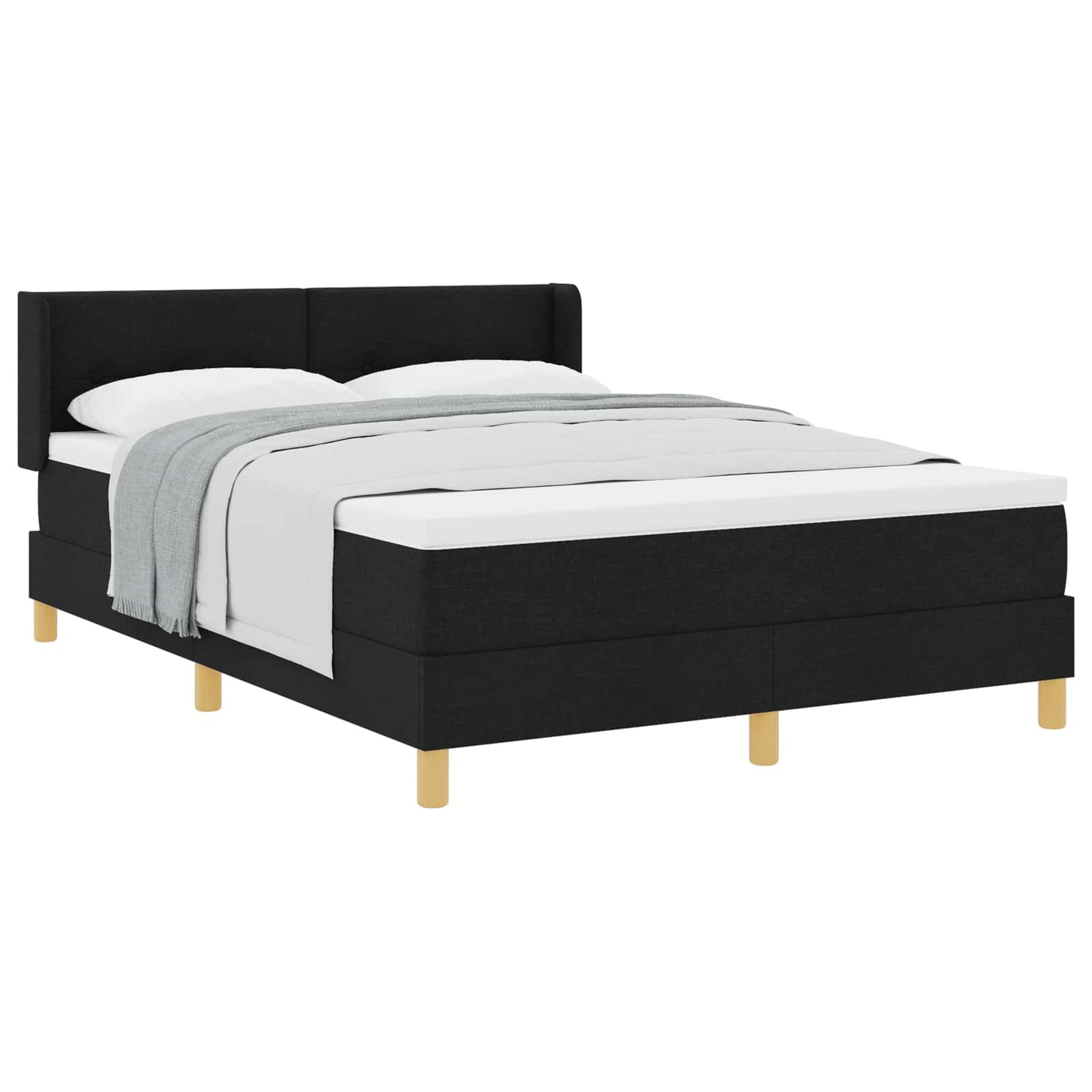 Box spring seng med hovedgærde Sort 200 x 140 cm Stof