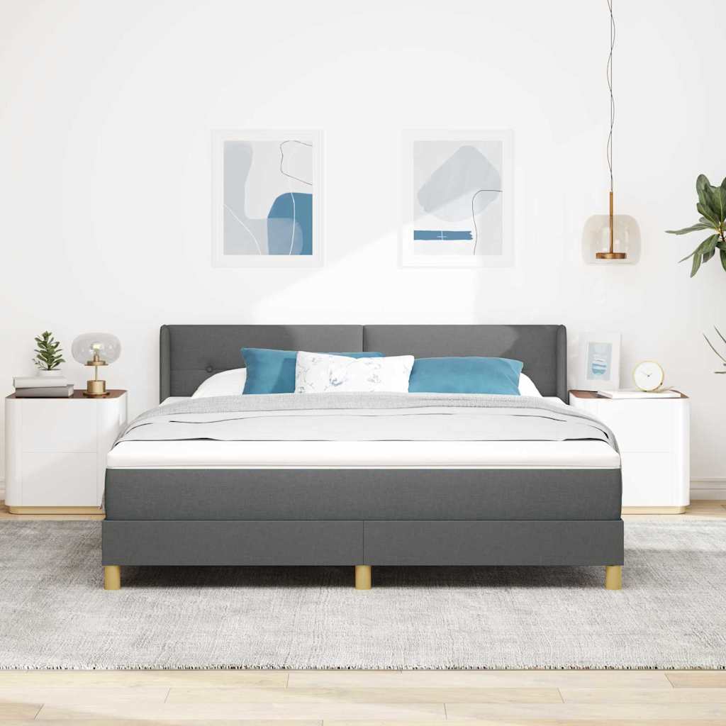 Box spring seng med hovedgærde Mørkegrå 200 x 180 cm Stof