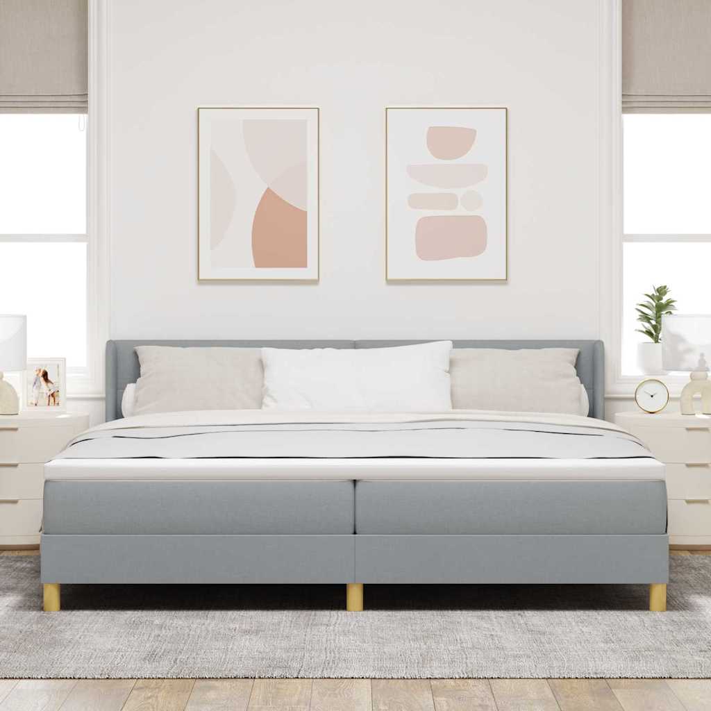Box spring seng med hovedgærde Lysegrå 200 x 200 cm Stof