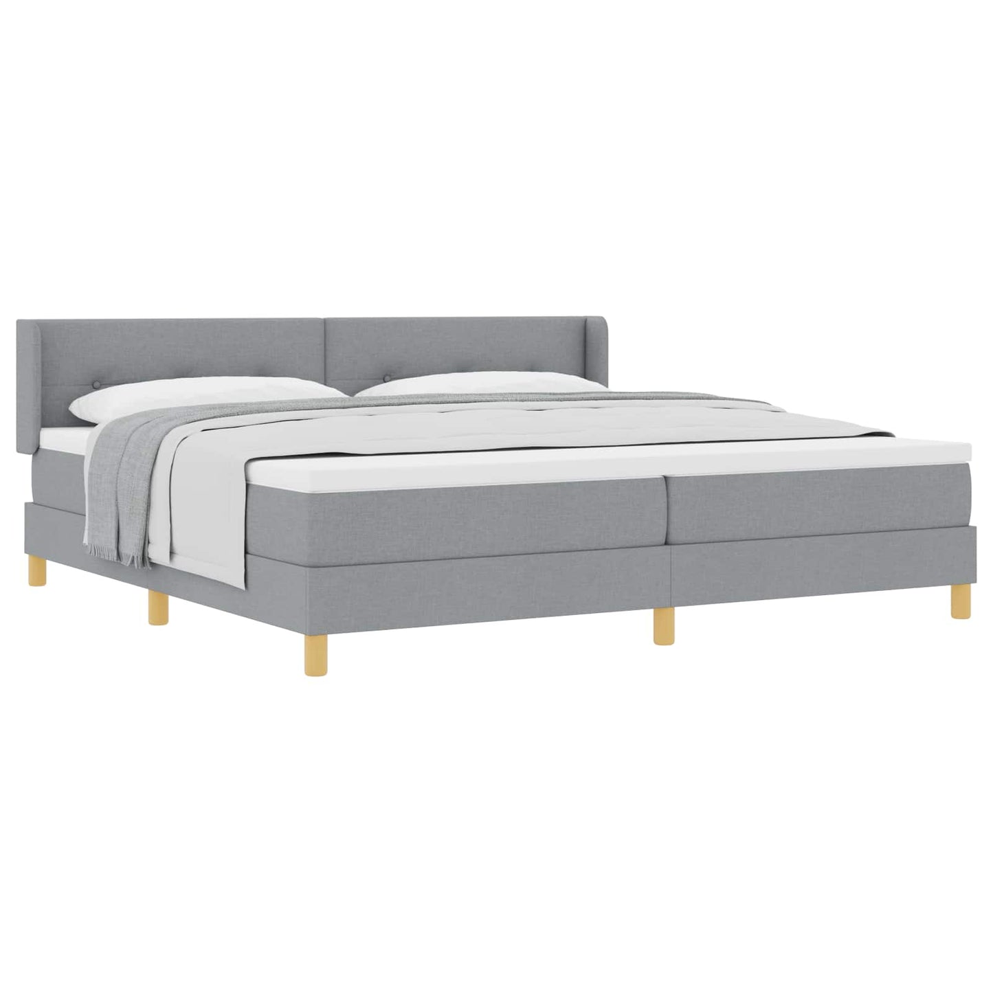 Box spring seng med hovedgærde Lysegrå 200 x 200 cm Stof