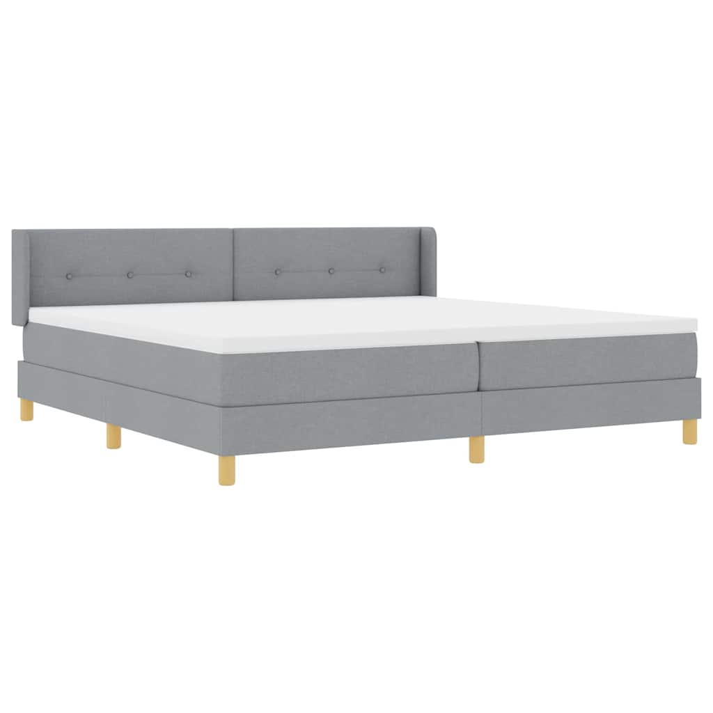 Box spring seng med hovedgærde Lysegrå 200 x 200 cm Stof