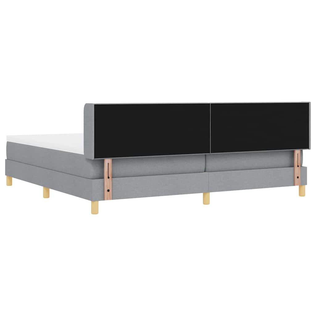 Box spring seng med hovedgærde Lysegrå 200 x 200 cm Stof