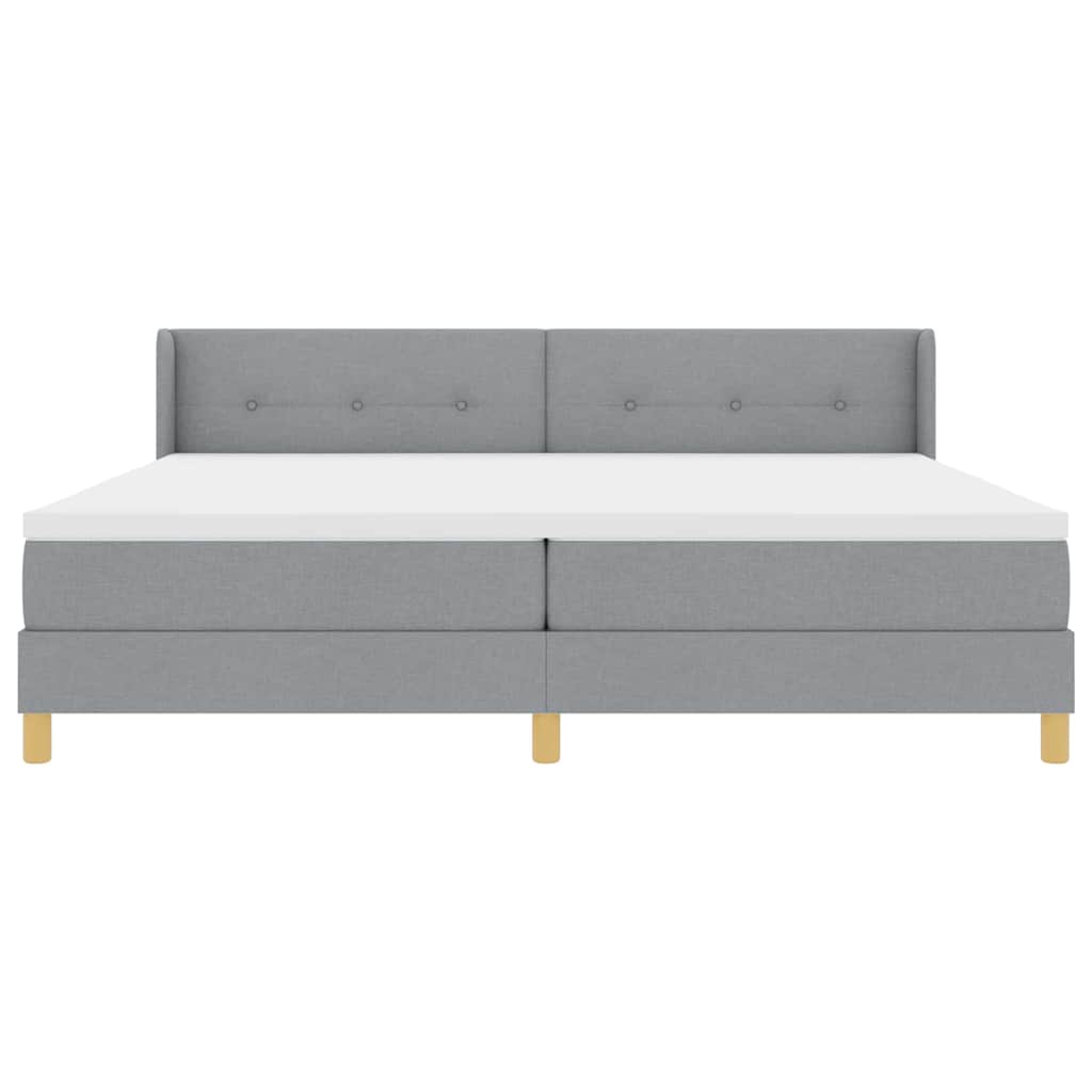 Box spring seng med hovedgærde Lysegrå 200 x 200 cm Stof