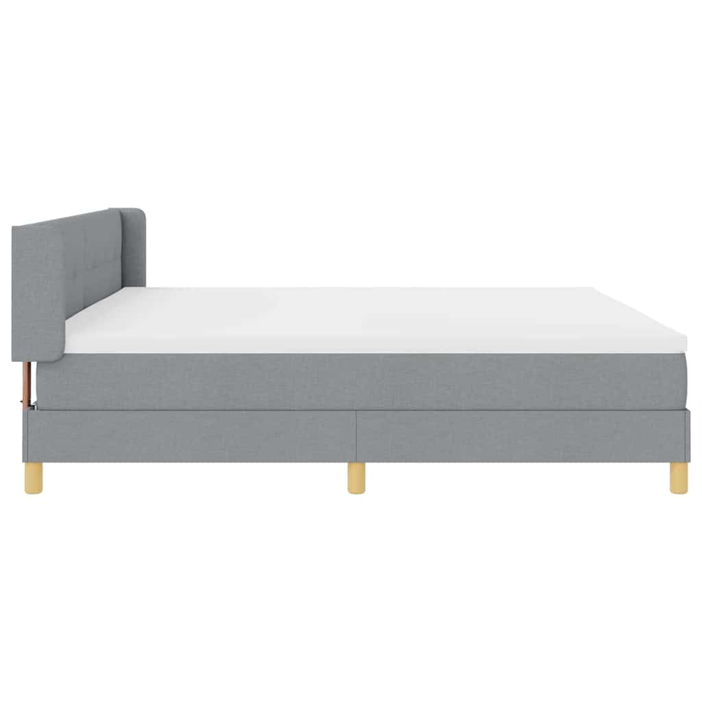 Box spring seng med hovedgærde Lysegrå 200 x 200 cm Stof