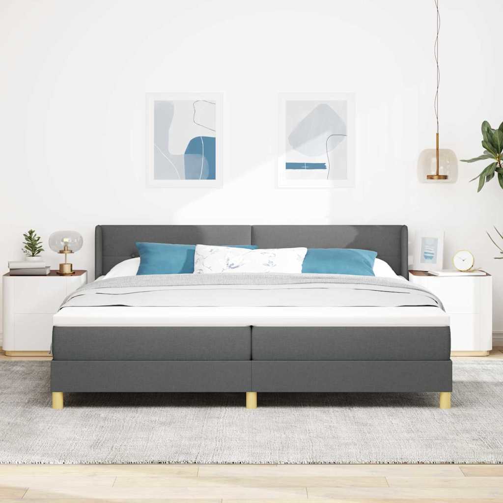 Box spring seng med hovedgærde Mørkegrå 200 x 200 cm Stof