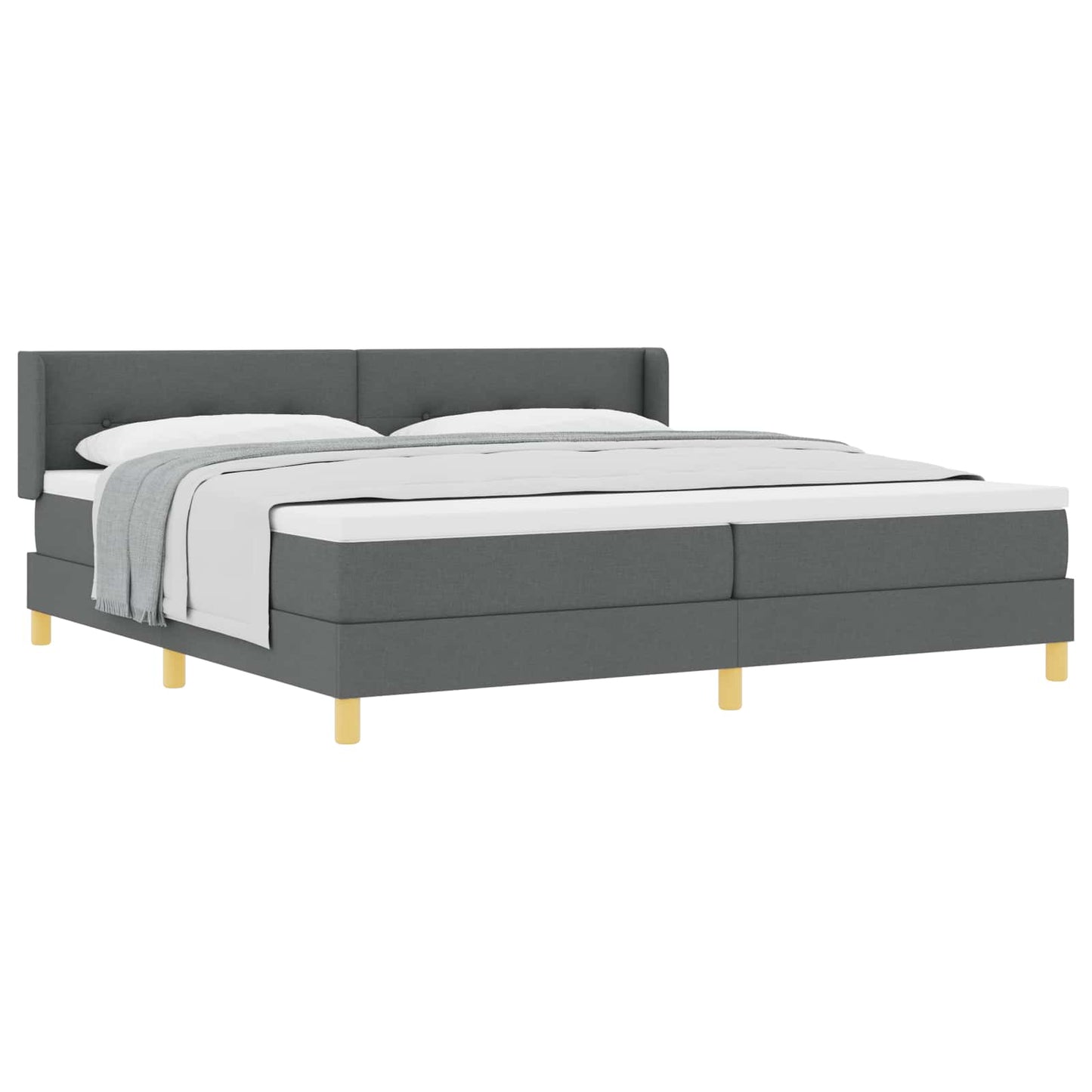 Box spring seng med hovedgærde Mørkegrå 200 x 200 cm Stof
