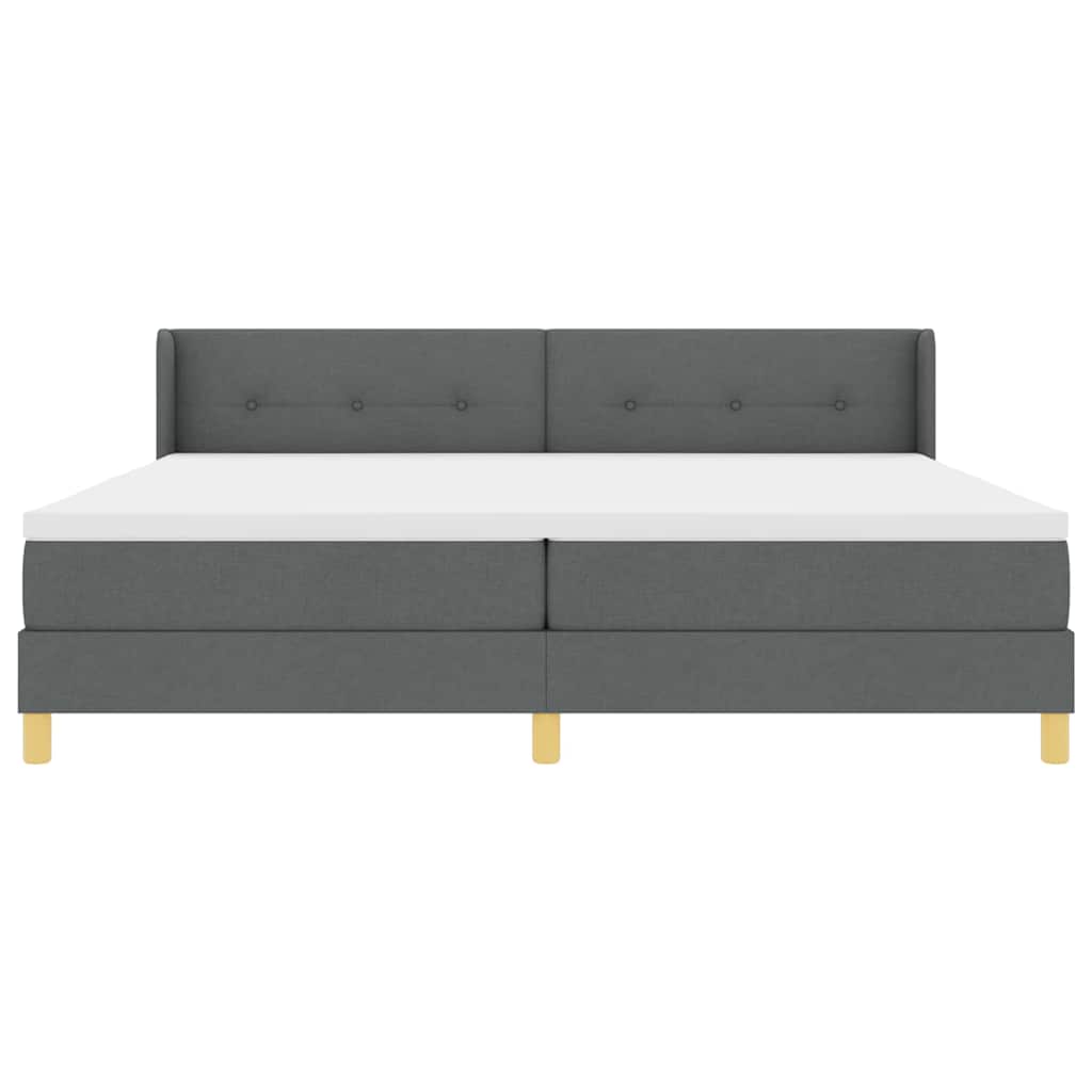 Box spring seng med hovedgærde Mørkegrå 200 x 200 cm Stof