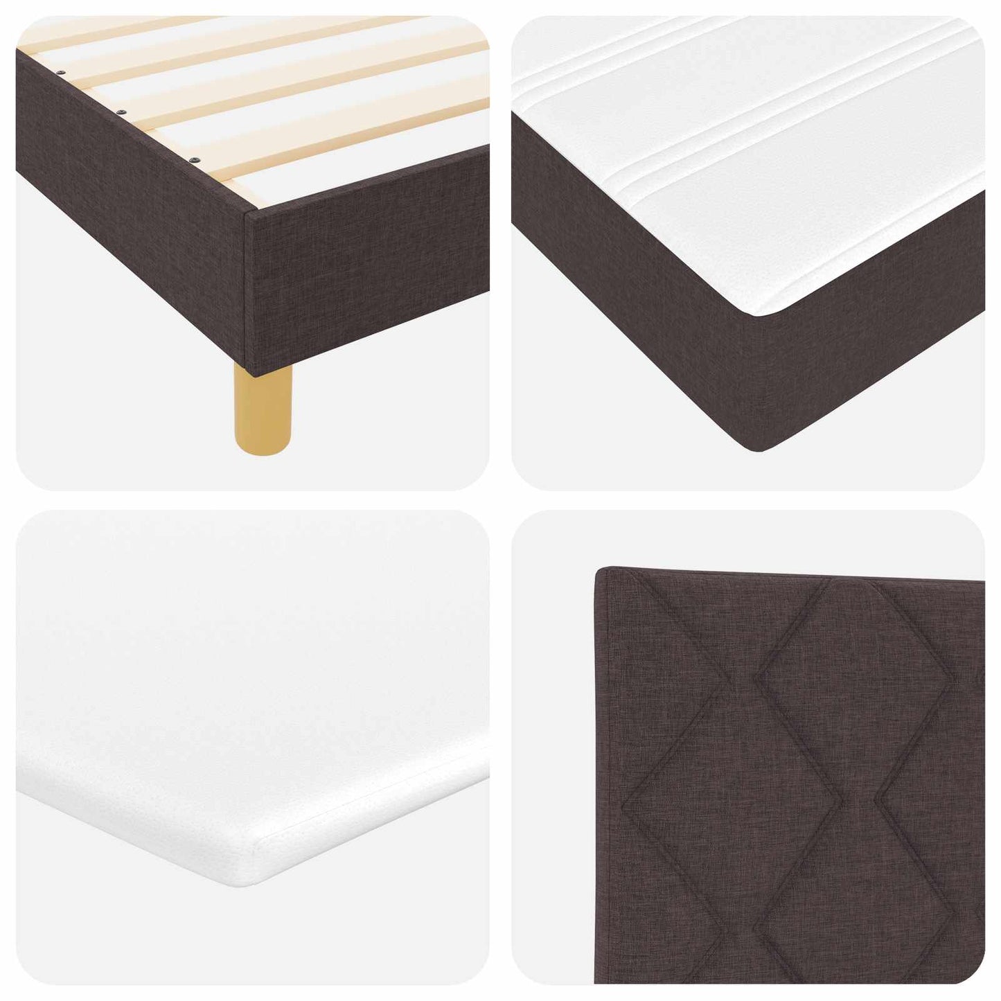 Box spring seng med hovedgærde Mørk Brun 200 x 200 cm Stof