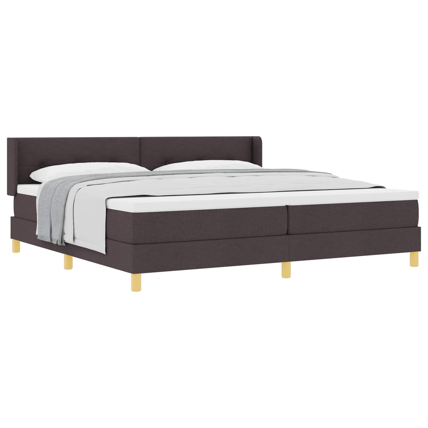 Box spring seng med hovedgærde Mørk Brun 200 x 200 cm Stof