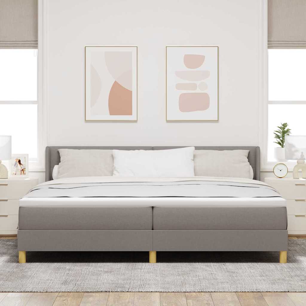 Box spring seng med pude Gråbrun 200 x 200 cm Stof