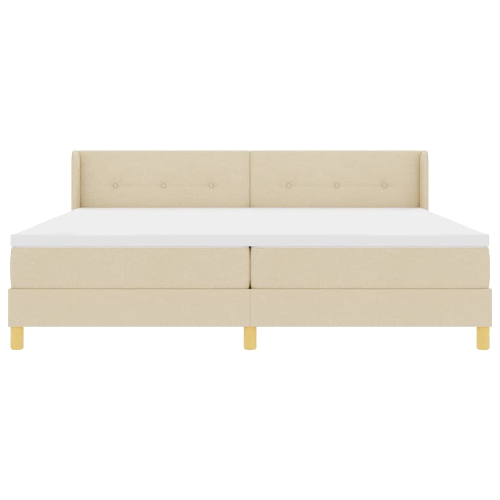 Box spring seng med hovedgærde Creme 200 x 200 cm Stof