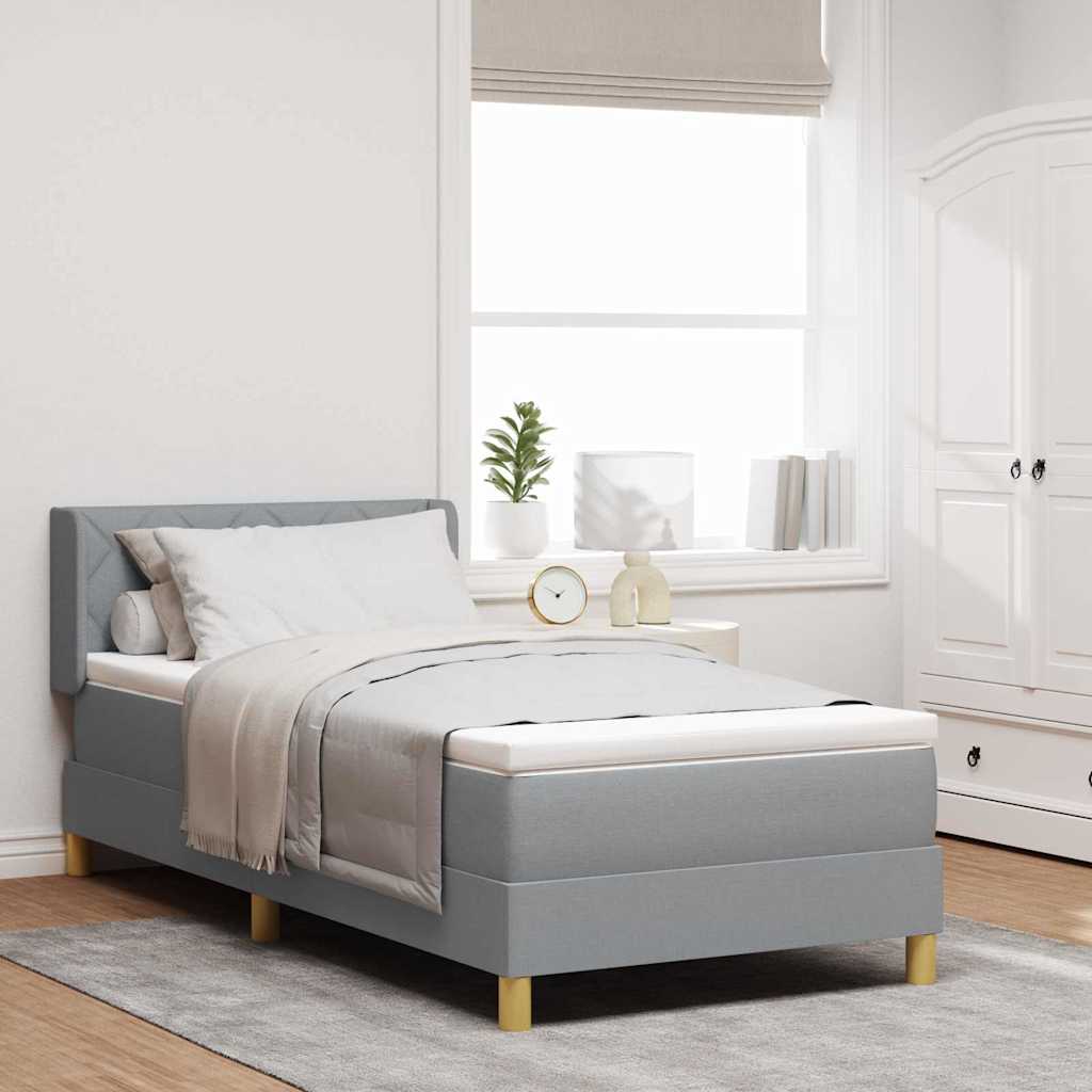 Box spring seng med hovedgærde Lysegrå 200 x 100 cm Stof