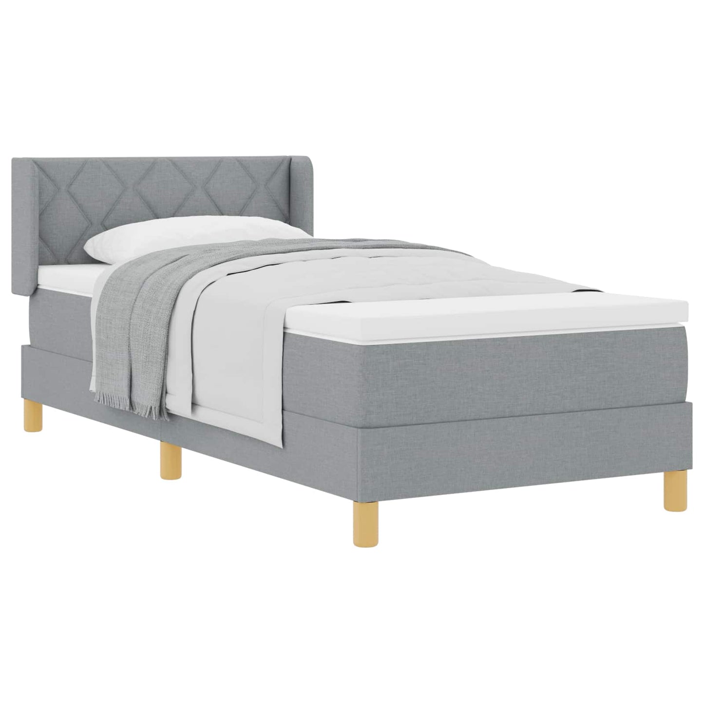 Box spring seng med hovedgærde Lysegrå 200 x 100 cm Stof