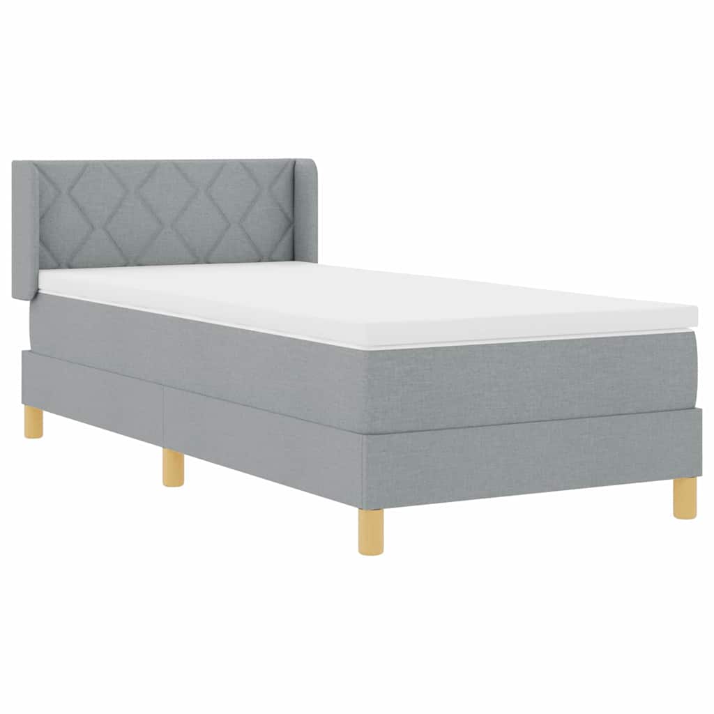 Box spring seng med hovedgærde Lysegrå 200 x 100 cm Stof