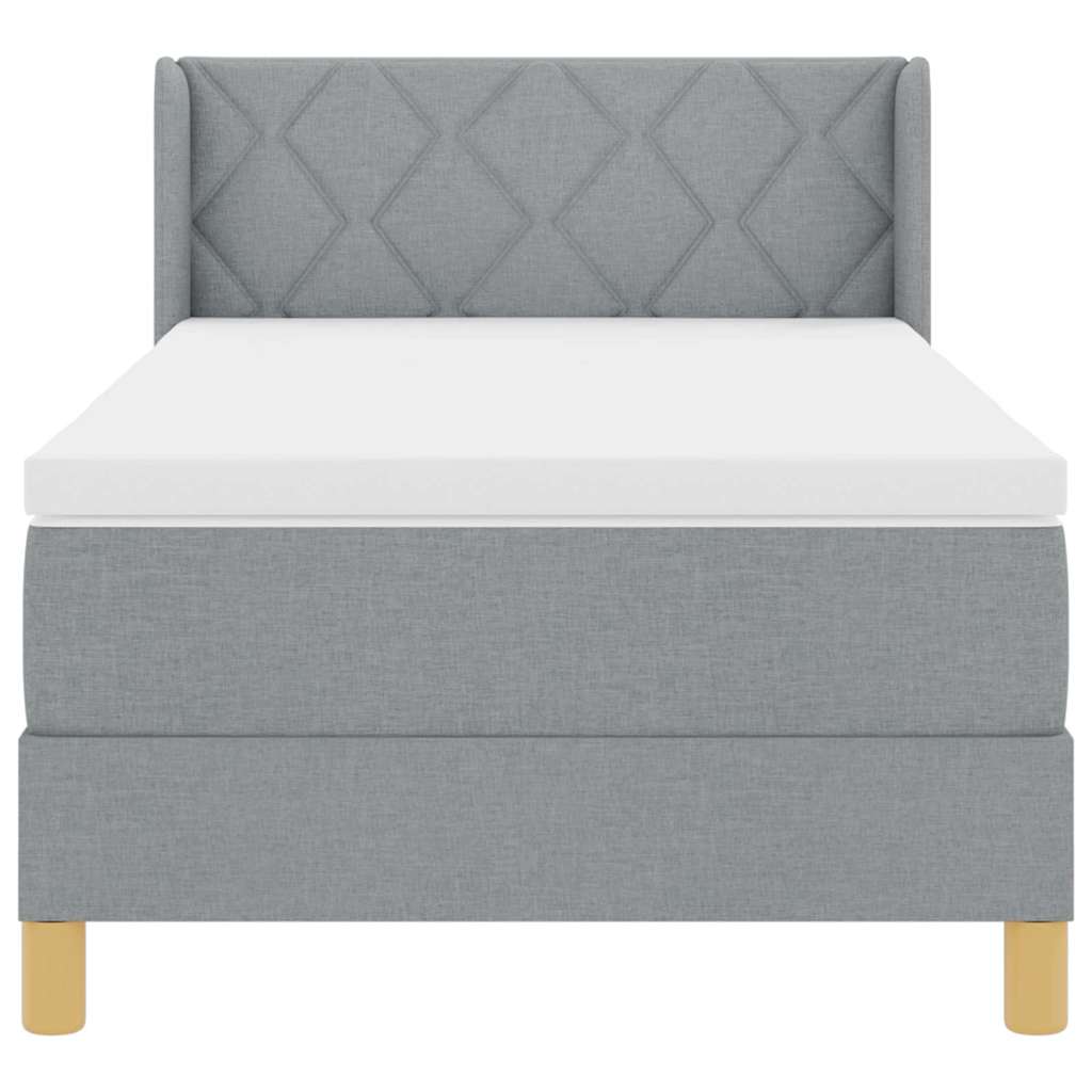 Box spring seng med hovedgærde Lysegrå 200 x 100 cm Stof