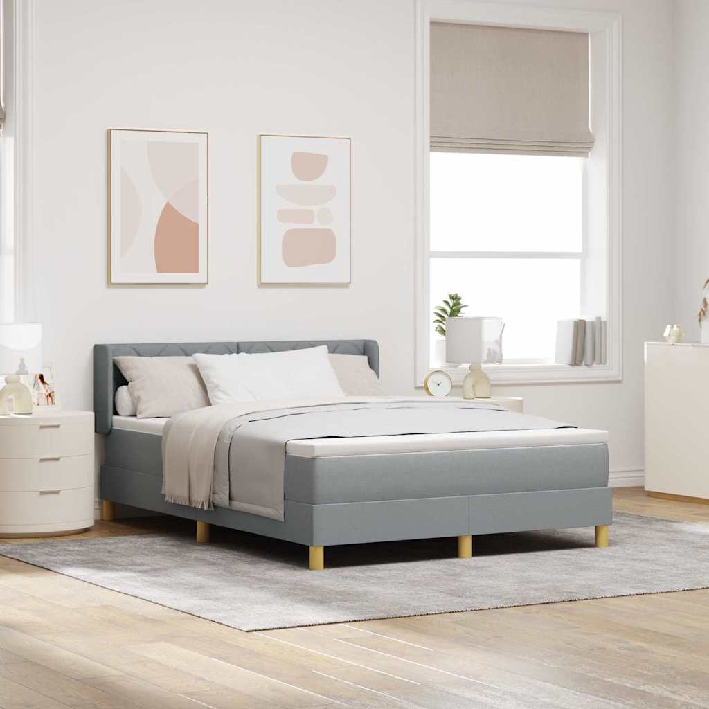 Box spring seng med hovedgærde Lysegrå 190 x 140 cm Stof