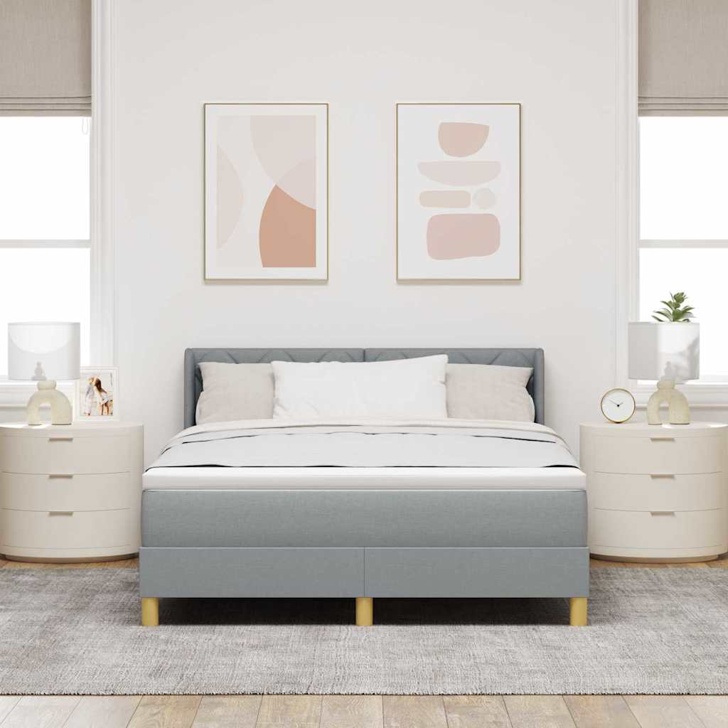 Box spring seng med hovedgærde Lysegrå 190 x 140 cm Stof