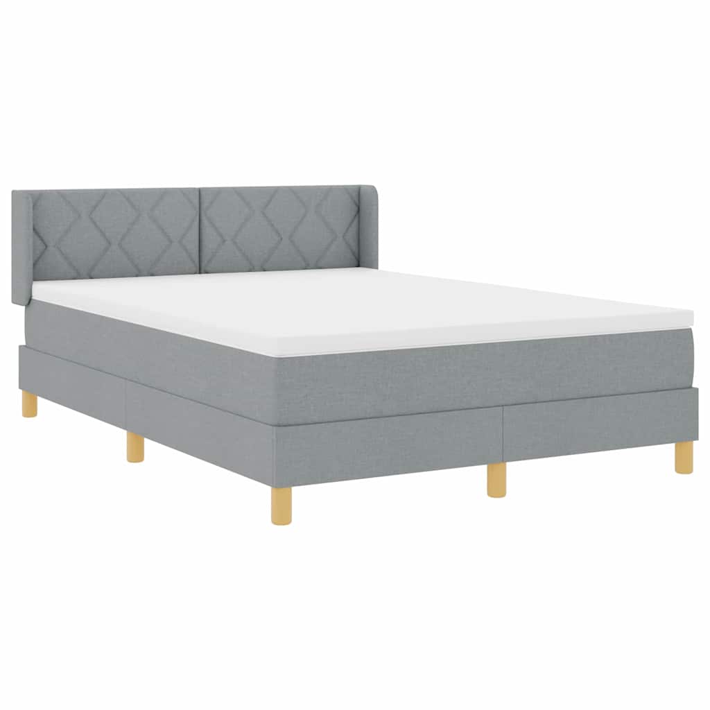 Box spring seng med hovedgærde Lysegrå 190 x 140 cm Stof