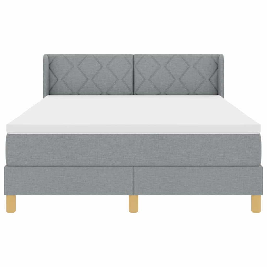 Box spring seng med hovedgærde Lysegrå 190 x 140 cm Stof
