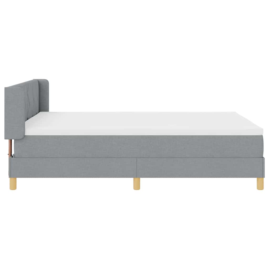 Box spring seng med hovedgærde Lysegrå 190 x 140 cm Stof